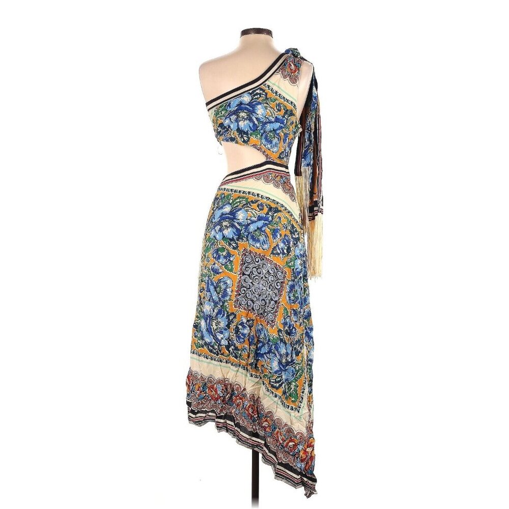 Anthropologie One Shoulder Printed Silk Dress US4 - Picture 3 of 9